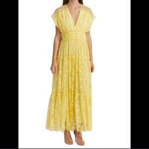 Lela Rose Chantilly Lace Midi Dress in Limencello Size 6 Women's